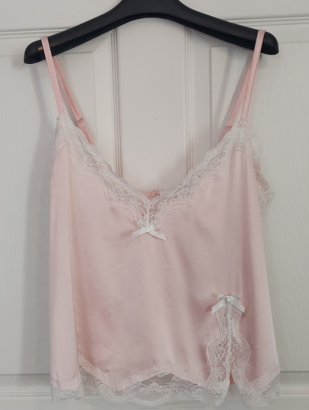 Kat The Label Pink Satin Lace Camisole Top Size L Coquette
